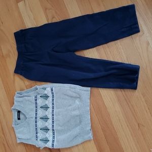 3-piece set, sweater vest w/collared shirt, pull-on navy pants w/elastic waist